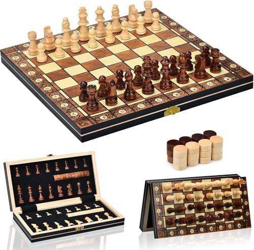 Jeu DéChecs,2 en 1 Echiquier Magnetique,Echecs en Bois Pliab