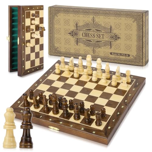 Peradix Jeu déchecs Magnetique Bois,Jeux d Echec en Bois Pli