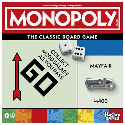 Monopoly Jeu de société avec plateau de rangement et jetons 