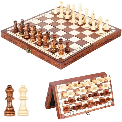 Syrace Jeu déchecs en Bois Pliable Fait Main (magnétiques) B