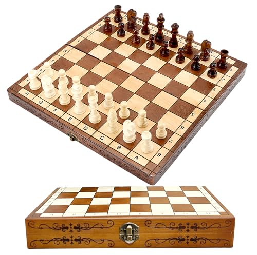 Syrace Jeu déchecs en bois pliable fait main - 30 x 30 cm