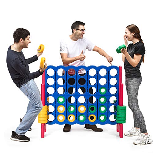 COSTWAY Jeux Puissance 4 Géant Enfants avec 42 Jetons, Jeu d