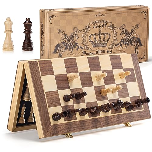 ASNEY Jeu DÉchecs Magnétique Amélioré, Jeu DÉchecs en Bois D