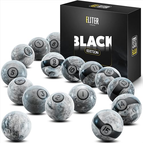 ELITER SPORTS Boules de Billard Noires – Ensemble 16 Boules 