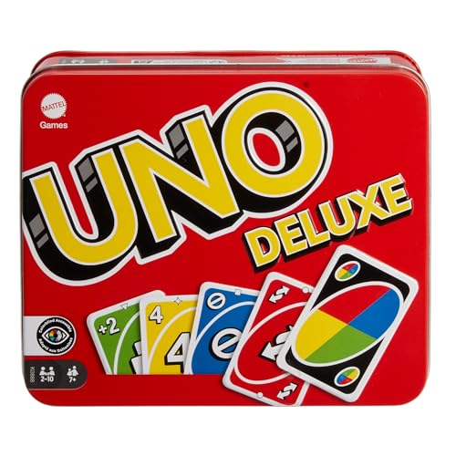 Mattel Games UNO Deluxe Jeu de Cartes, 7+, 2–10 Joueurs