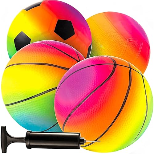 Mini Ballons de Sport Arc-en-ciel - 12,7 cm (Lot 4) Ballons 