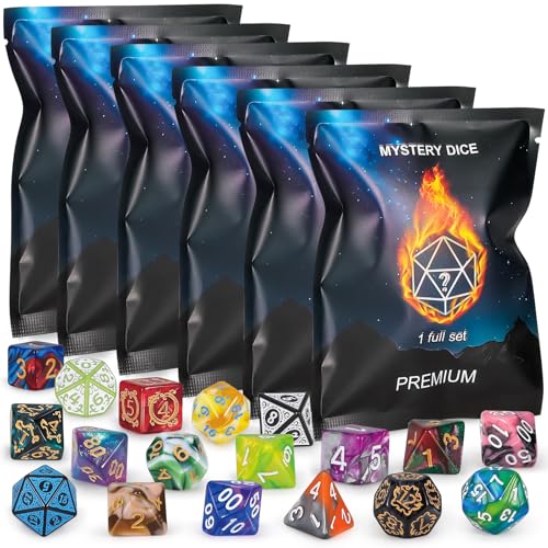 QMAY Mystery Dice, Lot de 7 dés polyédriques, Style aléatoir