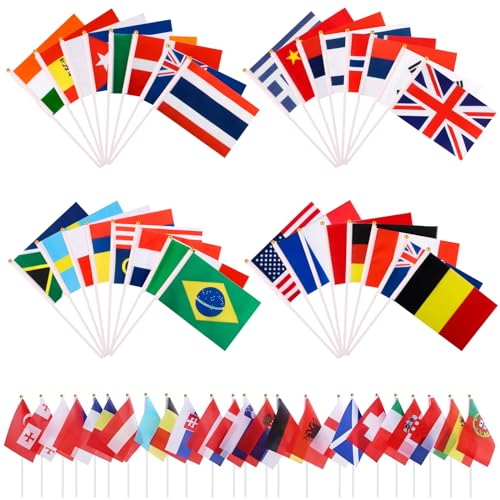 Drapeau, shallyong 32 Pièces Petit Drapeau, Drapeaux du Mond
