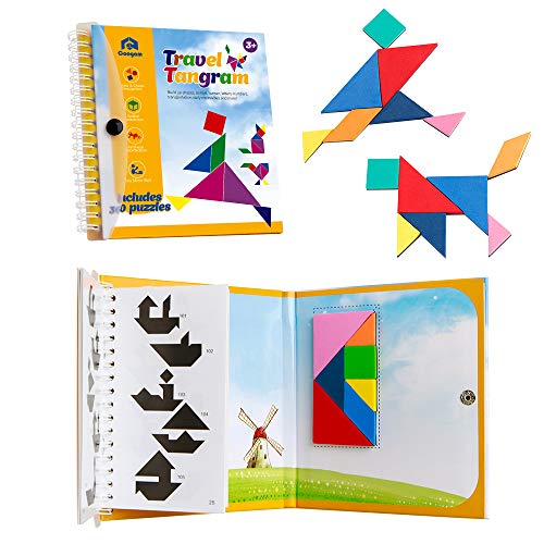 Coogam Magnétique Voyage Tangram Puzzles Livre Jeu Tangrams