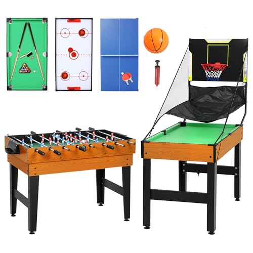 SPORTNOW Table MultiJeux 5 en 1 en Bois 134 x 108 x 144 cm M