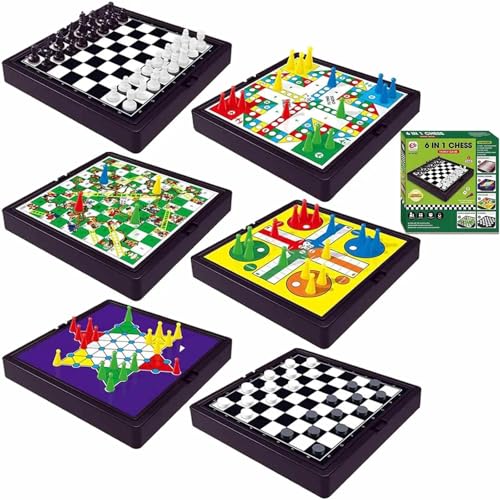 Saijer Mini Jeux De Société Voyage, 6in1 Petit Bac Jeux De S