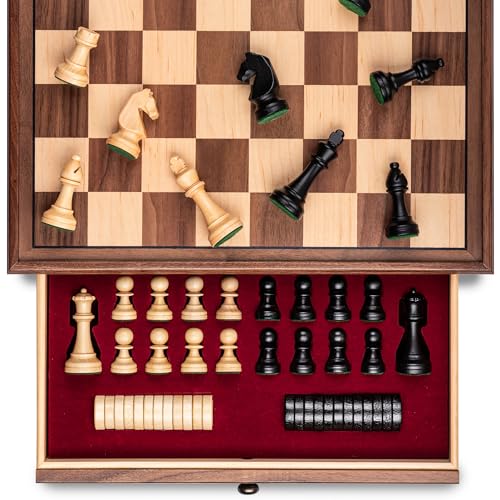 Jeu d’Échecs Bois Noyer 38cm