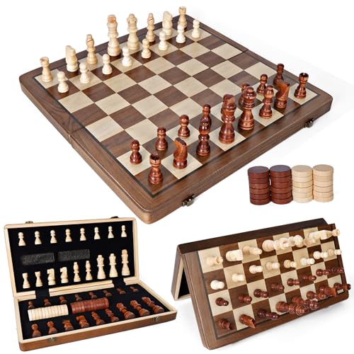 Jeu Déchecs, 2 en 1 Echiquier Magnetique, Jeu Echec en Bois