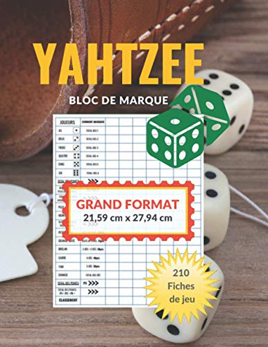 Jeu Yahtzee : Carnet de scores - Grand Format - 21,59 cm x 2