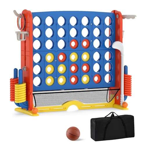 COSTWAY 4 en 1 Jeux Puissance 4 Géant avec 42 Anneaux et Fil