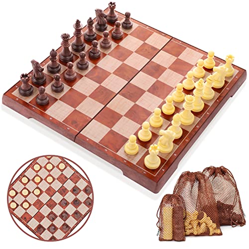 Peradix Jeu déchecs et Dames Magnétiques 2 en 1, Échecs 31×3