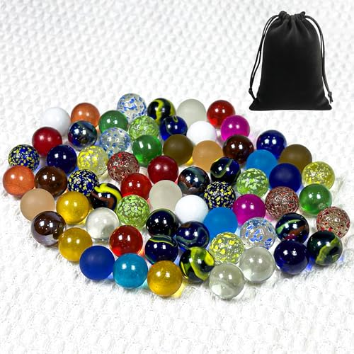 Lot de 70 billes en verre (16 mm x 60 - Petites billes color