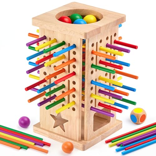 Montrix Jeu Montessori en Bois pour Enfants, Jeu Tour avec 4