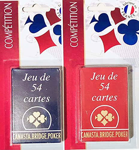 Lot de 2 Jeux de 54 cartes - Bleu et Rouge Gauloise - Carton