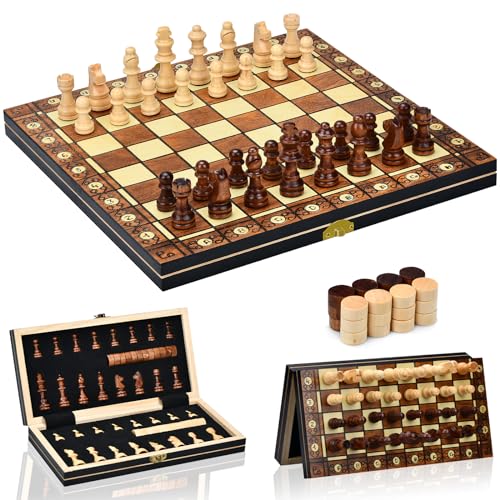 Jeu DéChecs,2 en 1 Echiquier Magnetique,Echecs en Bois Pliab
