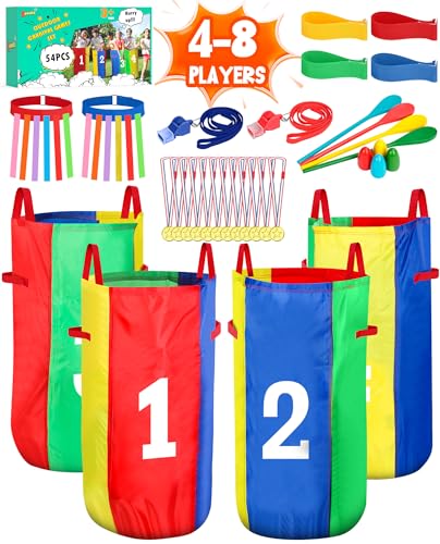 Jeux de carnaval extérieur, course en sac & relais pour enfa
