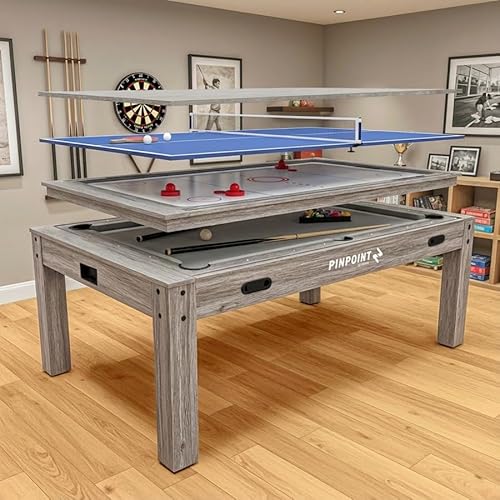 PINPOINT Table multi-jeux 4 en 1 – Billard, air hockey, tenn