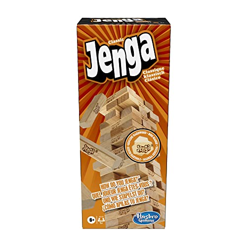 Hasbro Jenga classique, jeu avec blocs en bois massif vérita