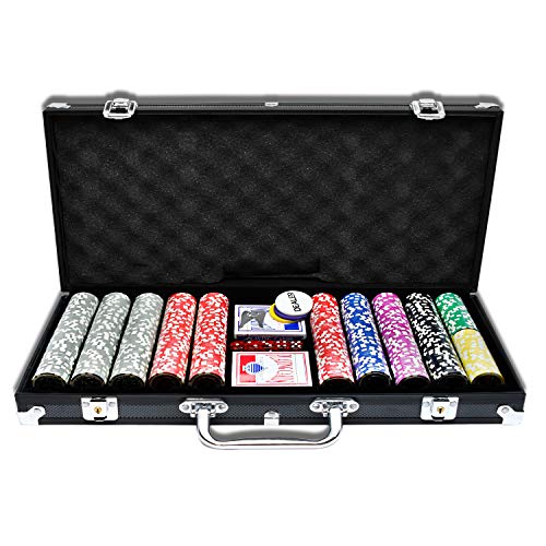LZQ Valise de poker 500 jetons Texas Holdem Poker Chips avec
