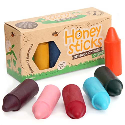Boîte de 12 gros crayons Honeysticks 100% en pure cire d’abe