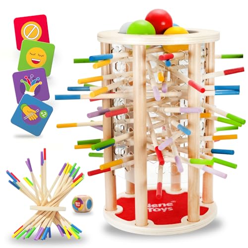 Nene Toys BALLFALL, Jeu Montessori 4 en 1 avec Bâtonnets Col