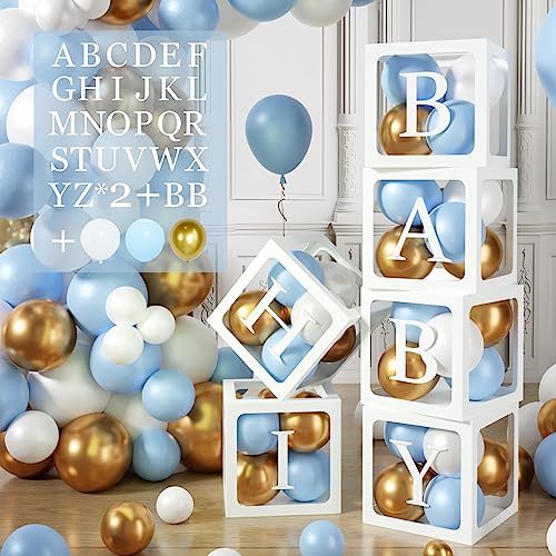 105 Cube Baby Shower Decoration pour Garçon,6 Boîte Ballon D