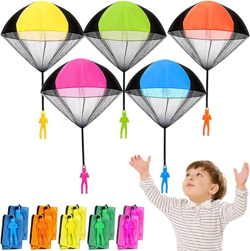 Jiosdo Lot de 10 jouets de parachutisme pour enfants, jeux d