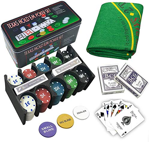 Jeu de Poker | Kit avec Cartes, Jetons, Boutons, et Tapis po