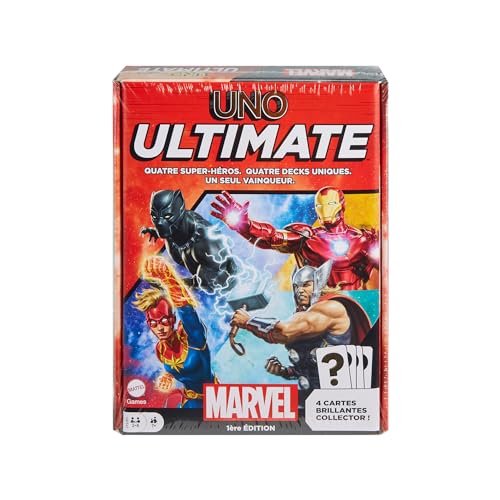 Uno Ultimate Marvel Jeu De Cartes Avec 4 Cartes Brillantes À
